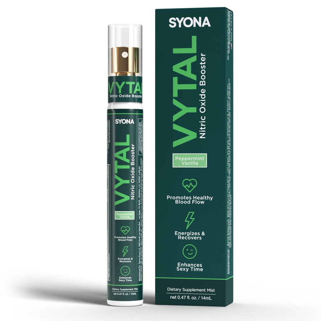 SYONA - VYTAL - 推动喷洒 - 心血管和认知 - Peppermint and Vanilla Flavor - B12, B3, L-Arginine - 14ml泵瓶