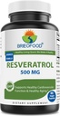 Brieofood Resveratrol 500mg - 心血管和免疫系统天然抗氧化剂补充剂健康 - 60 Veggie Capsules