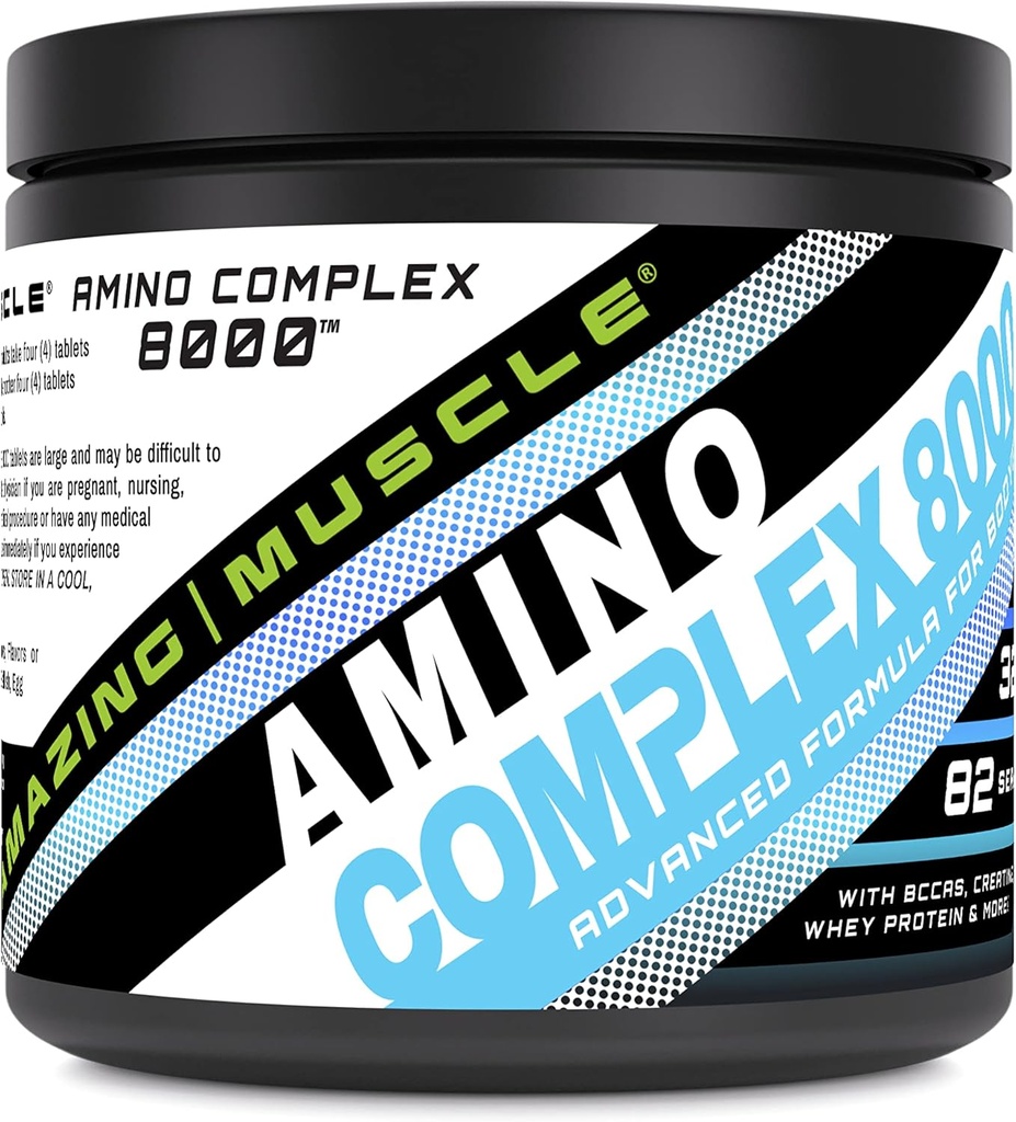 惊人的肌肉氨基复合物 补充 | 8000 Mg Perer service | 325 平板板 | 配 陶林 克里丁 lu L-Glutamine  W Whey 蛋白质 和 BCAA