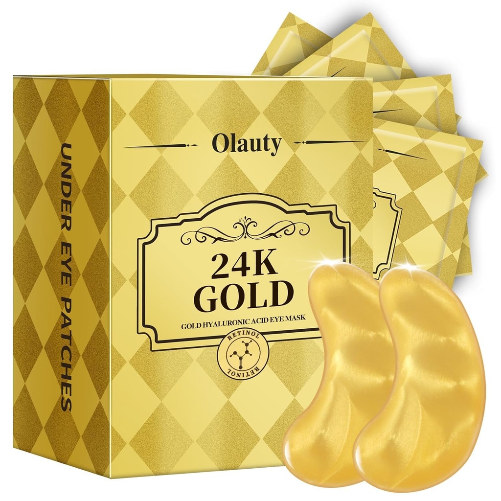 30对 24K 金眼罩 毛绒眼和暗圆眼的眼帕片 眼罩下帕片 皮肤护理 女性男性