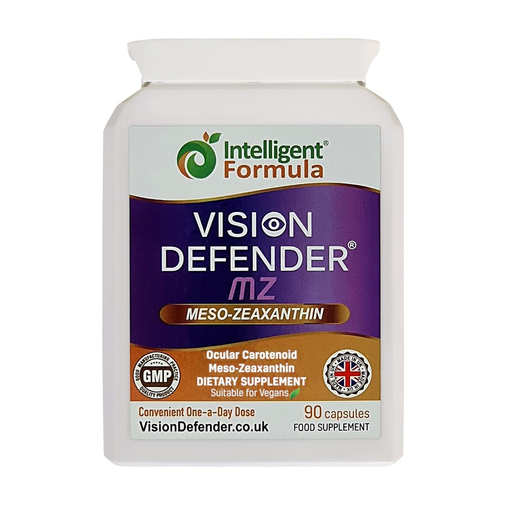 视觉卫士 Meso Zeaxanthin Vegan Eye Supplement MZ - 保护和改善视力健康和眼科,高抗氧化剂 Carotenoid Meso-Zeaxanthin for Eyes(90 Capsules/One Daily) 在英国制作