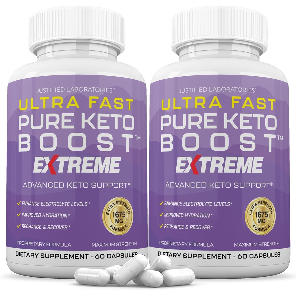 (2 Pack) 超快纯 Keto boost Extreme Keto Pills 1675MG 新改进配方 包含苹果苹果苹果醋 外生橄榄油 绿茶叶 120 Capsules