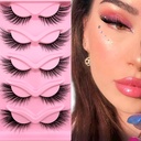 狐狸眼Lashes Wispy 眼睫毛 19mm 长猫眼天使 翼Lashes Faux Mink 假眼睫毛 自然外观 5对套装(XF06)