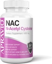 NAC 补充剂(N-乙酰Cysteine) 600 mg,抗氧化剂支持,免疫支持,肾脏和肝脏健康,60 Capsules