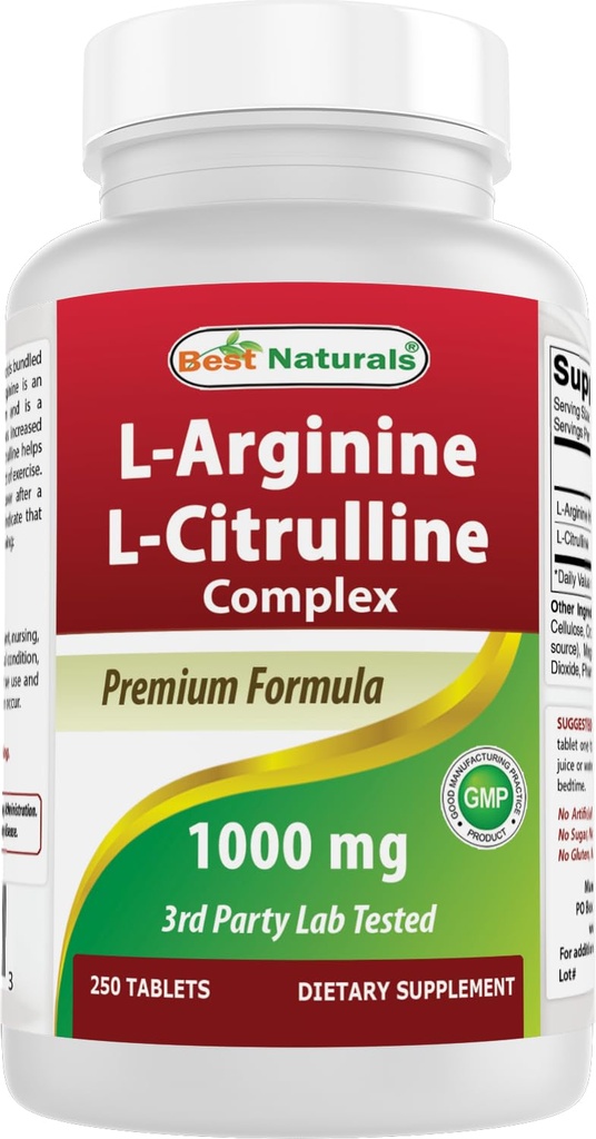 最佳自然 L- Arginine L- Citruline 复杂片, 250 个数