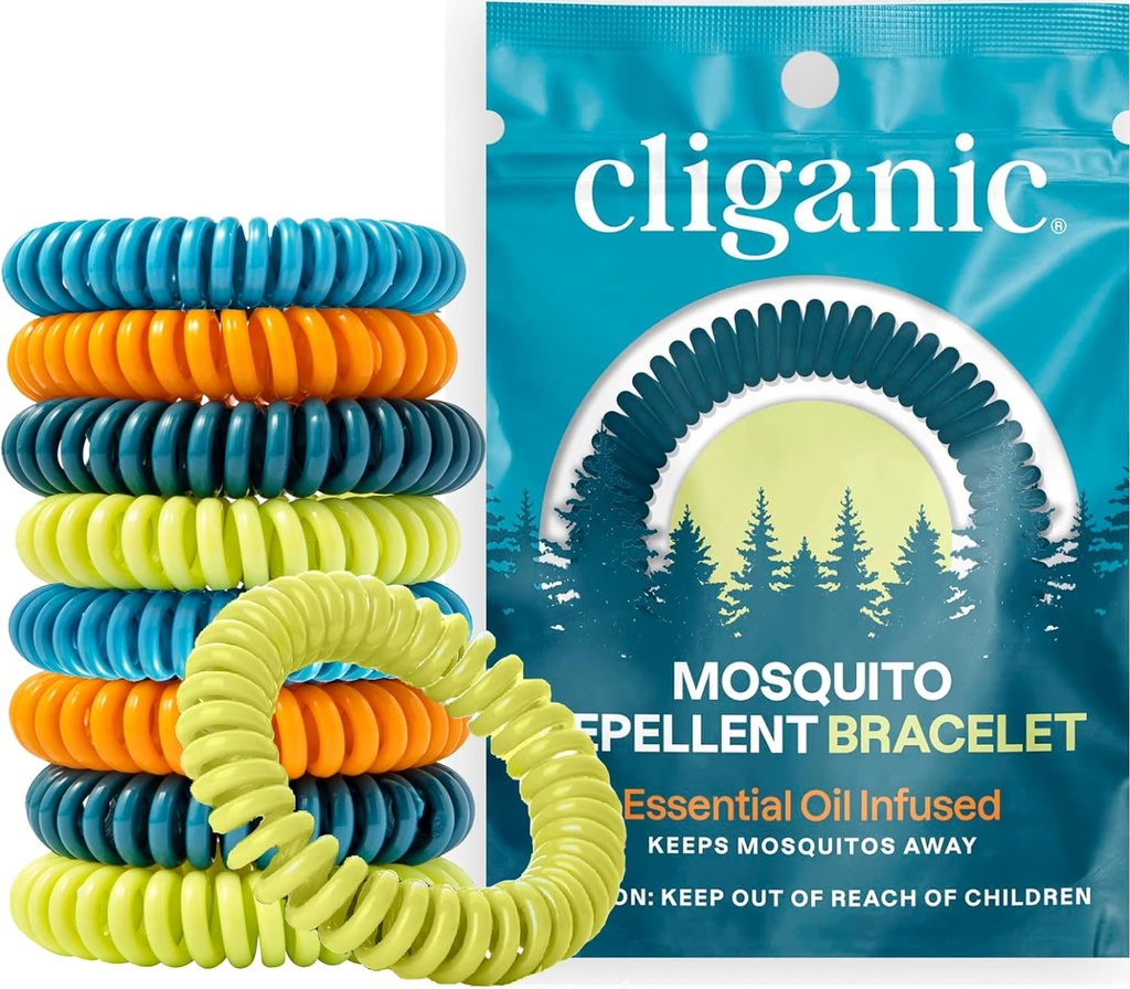 Cliganic 25 Pack Mosquito Repellent Bracelets for advants & Kids - 天然DEET自由乐队,个人包装
