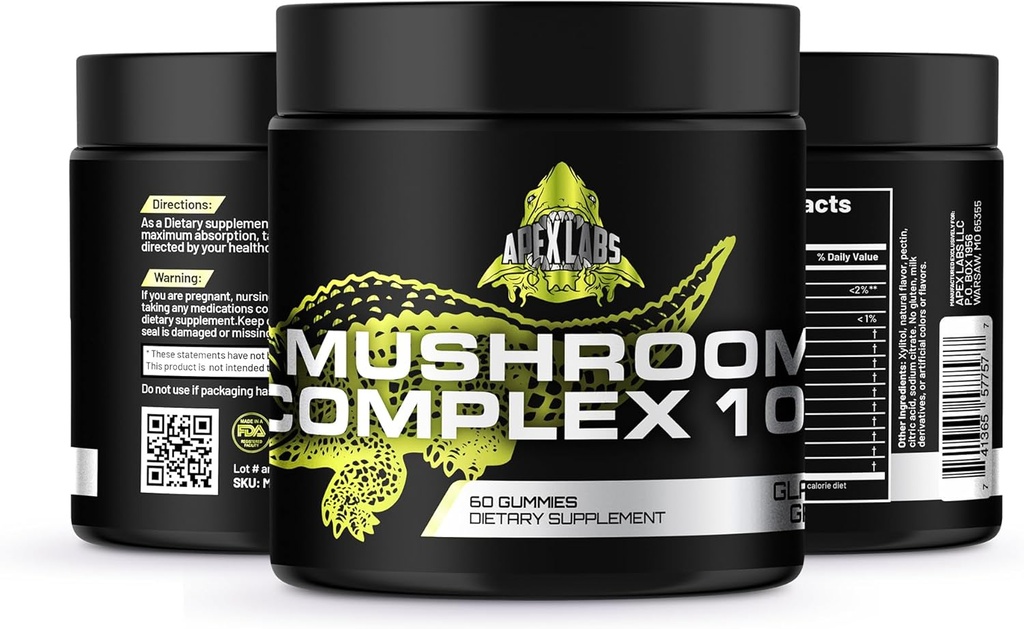 与土耳其Tail、Reishi、Chaga、Cordyceps、Maitake & More + 支持认知功能、Immune健康与能源