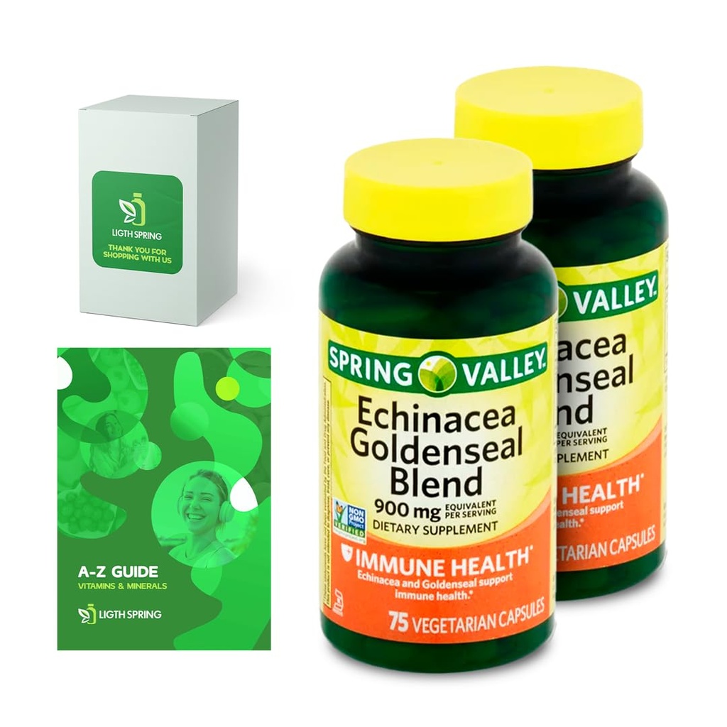 Echinacea Goldenseal Blend Entertainary补编,900 mg,75 Ct Bundle 带有独家维生素和矿物A至Z-更好的Ligth & Spring指南@(3项)