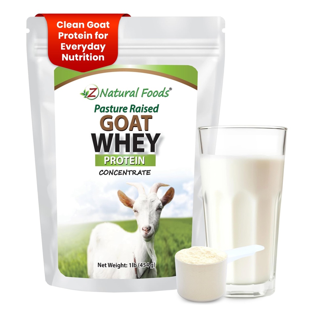 Z 天然食品 山羊Whey 蛋白质粉的集中 - 未定型, 不味型, 增生 Whey - 清洁山羊蛋白粉,配有重要蛋白,用于体重管理,免疫支持,健身,1磅
