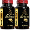 大脑记忆支持 - 神经增强支持,记忆健康大脑补充,认知支持,支持脑健康,健康心智促进器 - 2瓶 60卡普尔