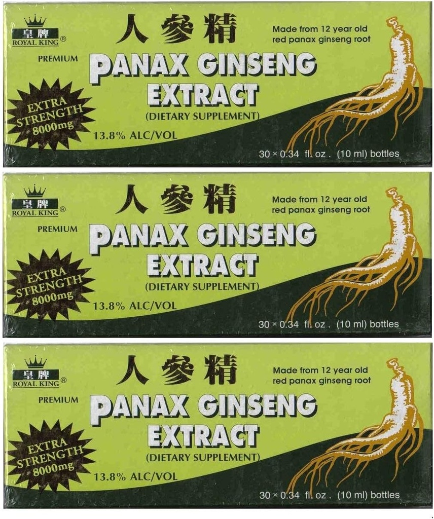 皇家国王Panax Ginseng 提取物与酒精8000 mg 30 Vial(3盒)