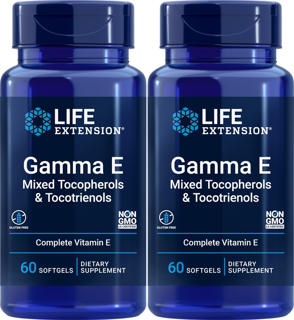 寿命延长 Gamma E 混合 Tocopherols & Tocotrienols 60 软胶(包2)