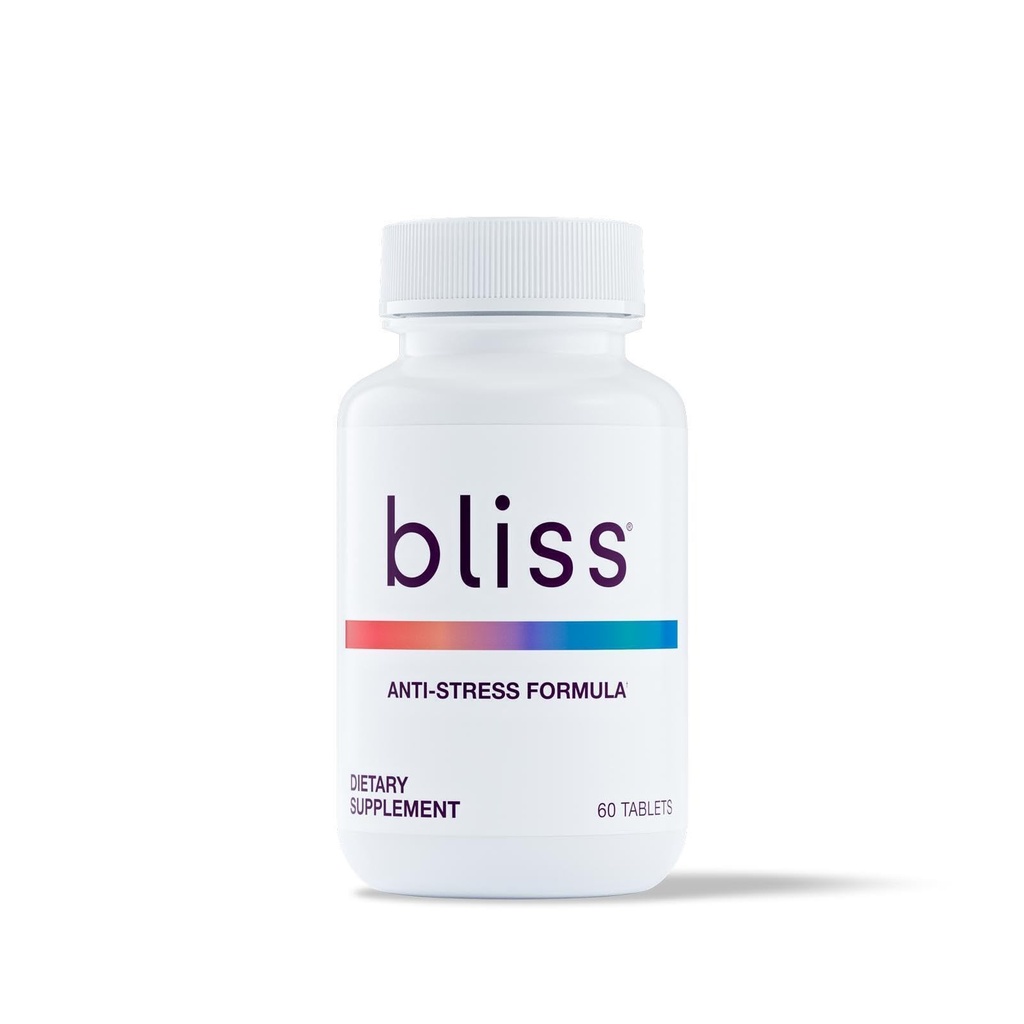 Bliss Herbal 压力支持 — Ashwagandha、Rhodiola & L-Theanine 的适应性药片 — — 推动平静、 Mood平衡和精神清晰 — Vegan & Gluten-free — 60药片