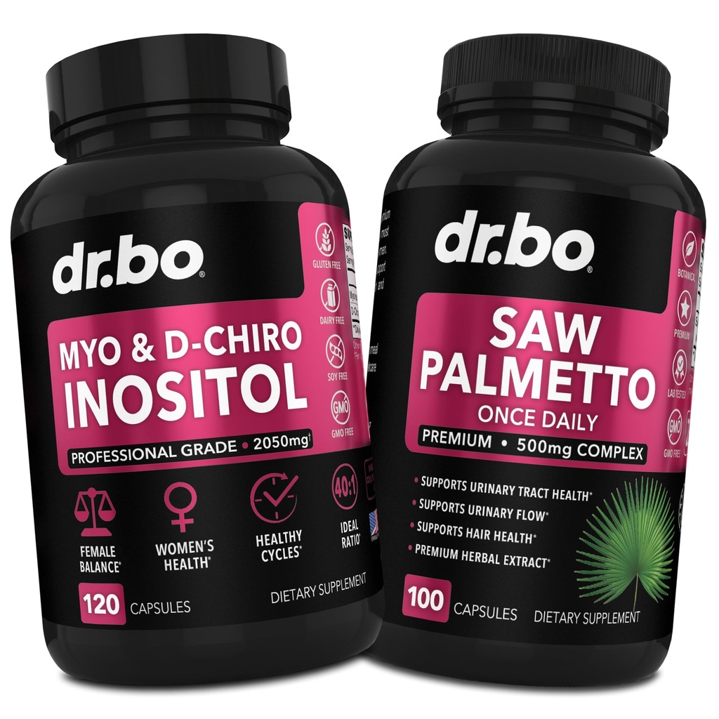 Myo-Inositol & D-Chiro Inositol Saw Palmetto -- -- 40:1 妇女荷尔蒙平衡比率 -- -- Saw Palmetto 妇女发型损失 -- -- 支持月经周期和支持妇女健康的补充