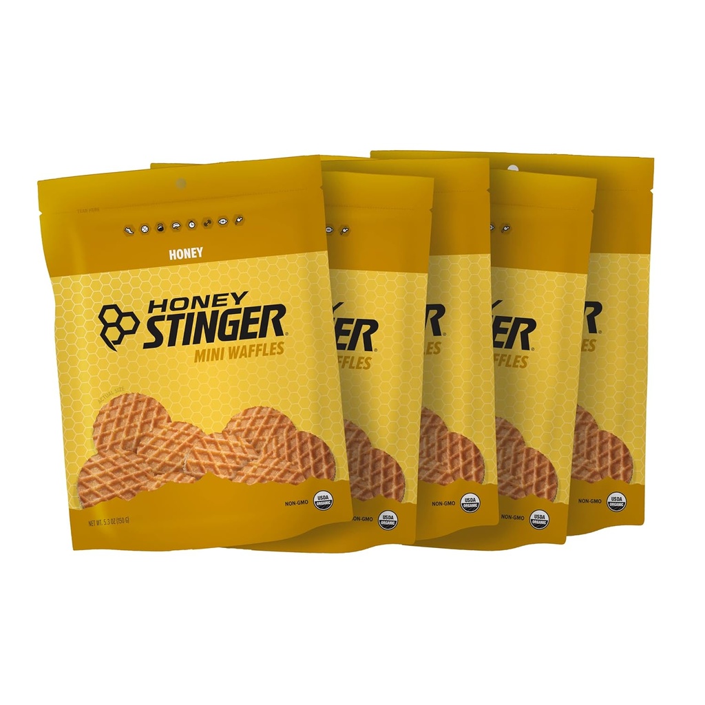 Honey Stinger Organizational Mini Honey Waffles, 锻炼、耐力和性能的能量Sroopwafel, 家庭健身运动营养, 工作前后营养, 5袋, 26.5 Ounce