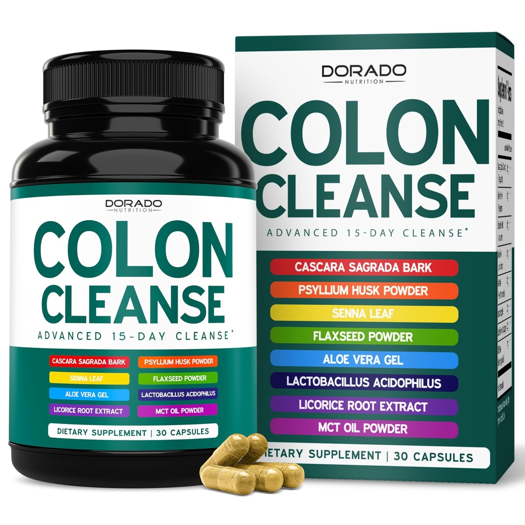 Colon Cleanse & Detox 15 Day Gut Cleanse (30 Counter) 肠内清洁药丸 & Gentle Laxative & Bowel Relief for Stomach Bloating - 第三方测试,Vegan, Non-GMO - 美国制造