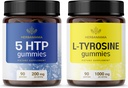 HERBAMA L-Tyrosine and Brain Support Kit - 200 mg 5-HTP 和 1000 mg L-Tyrosine Gummys - Vegan,非GMO,无盖拉汀 - 2包