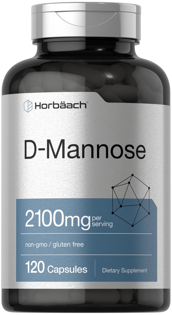 Horbäach D-Mannose → 2100mg → 120 Capsules → 最高可能性 → 非GMO & Gluten 免费补编