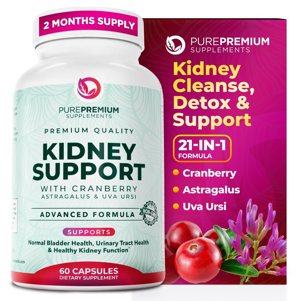 肾脏支持补充剂 — Kedney Cleanse Detox 和用 Cranberry 提取器 & Astragalus 进行修复 — 21-in-1 复合支持 正常Bladder, Urinary Tracts & Kedneys 健康 — 60天供应