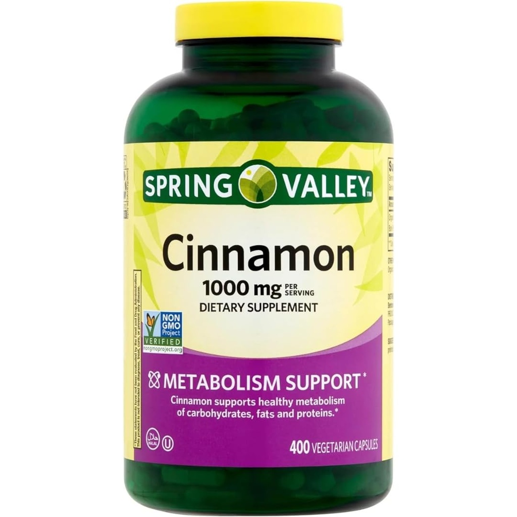 春谷肉桂膳食补充剂,1000 mg,400 Vegetarian Capsules - 代谢支持. 包括贴纸。