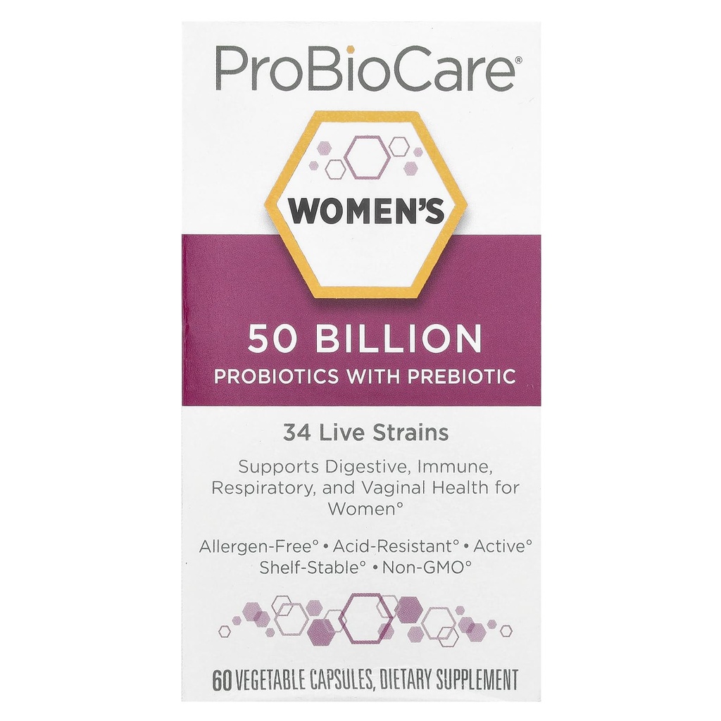 ProBioCare Probiocets for Women, 50亿CFUs 多轨制Probioctic Supplement, 支持妇女消化、豁免、呼吸和阴道健康,Gluten Free, 60 Capsules