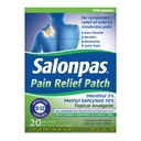 Salonpas 疼痛救济补丁, 20 Counter (Pack of 1), 最多12小时的暂时救济 Mild to Mentrate Pain, Backache, Sore Muscle, Sprains, Bruises