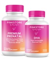 Pink Stork Premium 产前杜奥:产前维生素+DHA,妇女产前避孕药,Omega 3 + 鱼油,产前维生素加DHA和叶酸,女性拥有