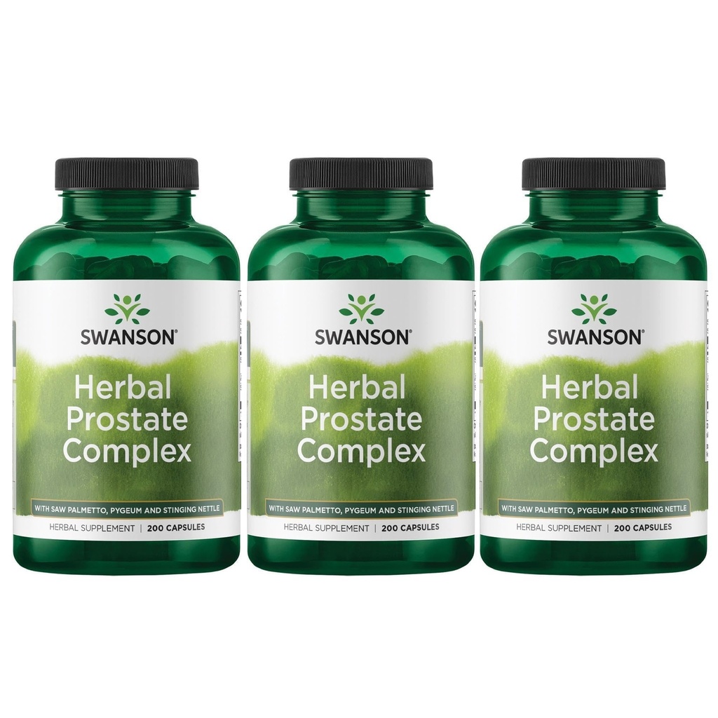 Swanson Herbal Prostate Complex - Men's Supplement - Features Pygeum, Saw Palmetto & Stinging Netle - (200 Capsules) (3 Pack) (英语).