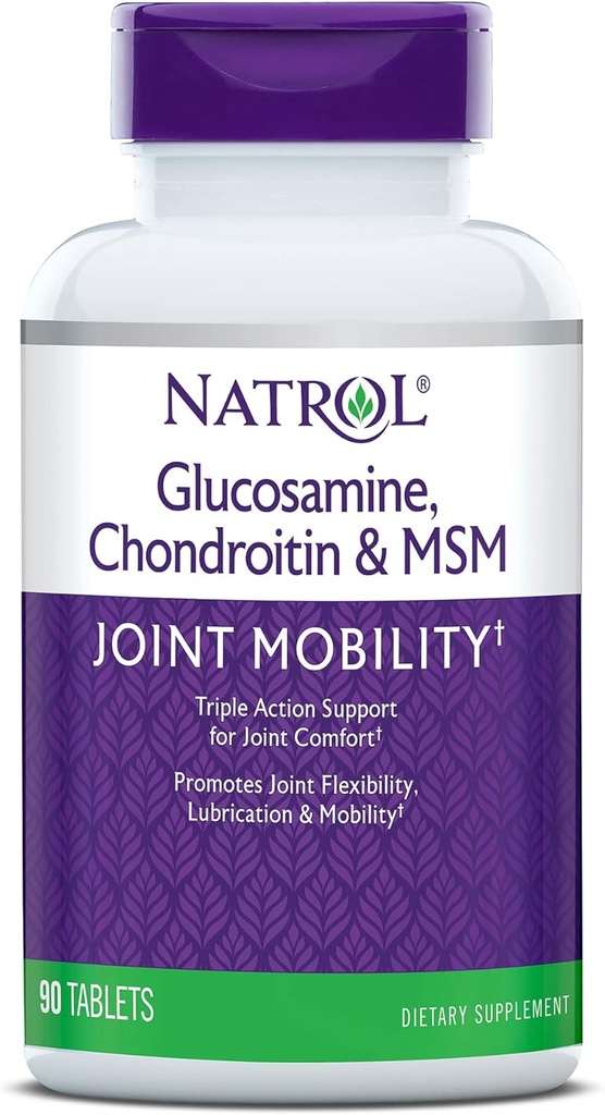 Natrol Glucosamine、Chondroitin和MSM、联合流动、平板电脑、90个计数(12页)