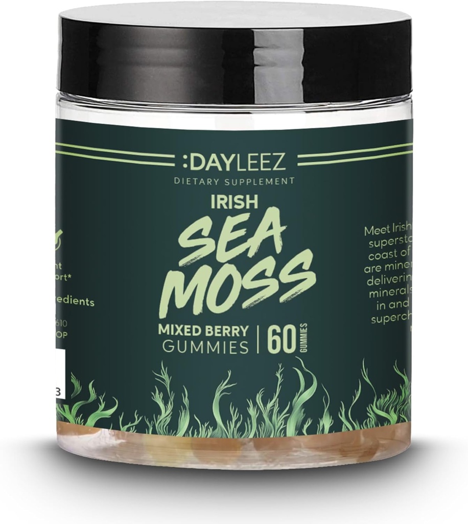 爱尔兰海苔(Moss Gummys) - 天然免疫支持和消化健康 - Vegan, Non-GMO, Gluten-Free - 60 Countries - Premium Seas Mos for Energy & Wellness 补充品