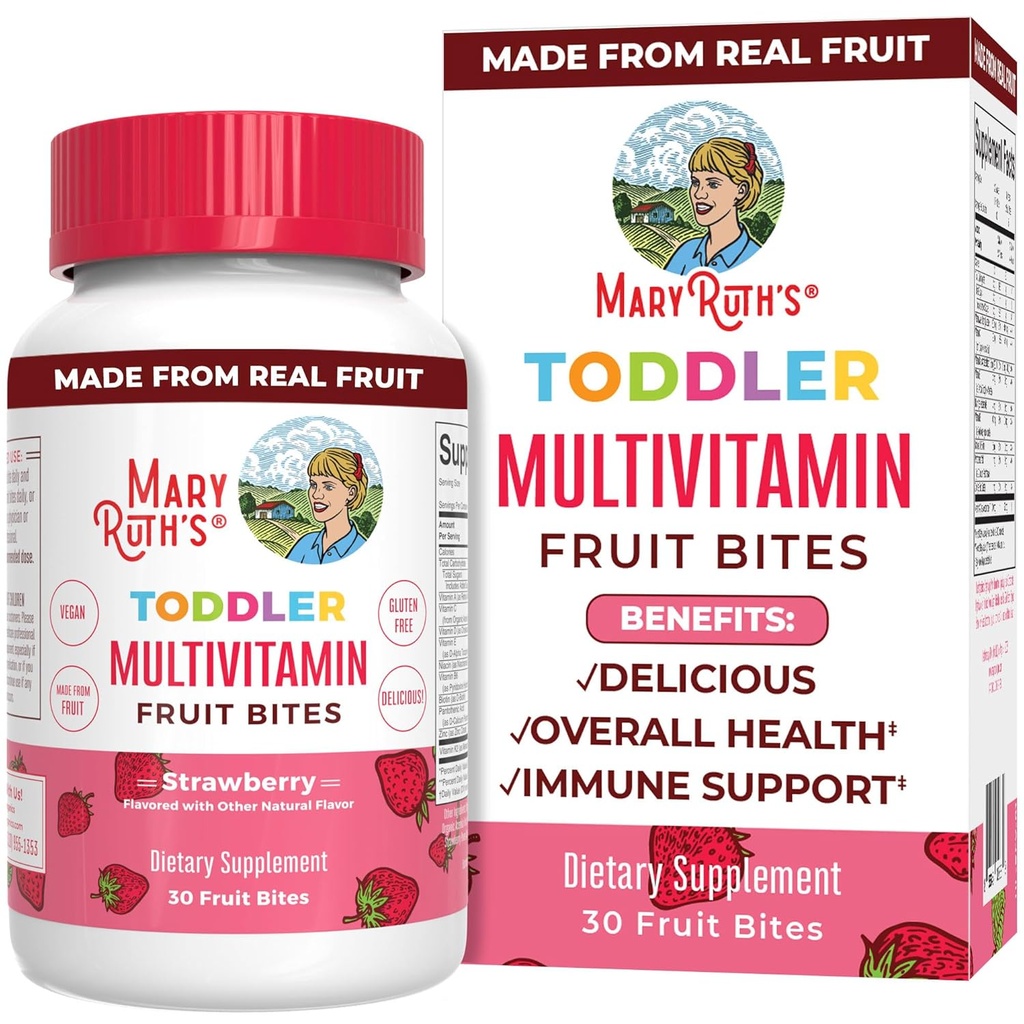 儿童多维他命果肉 玛丽鲁斯的"托德勒多维他命时代1"(Toddler Multivitamin Ages 1 & Up + Up + Immune Support + Kids Vitamins + Vitamin D + Vitamin C + Vegan + 30 服务者)