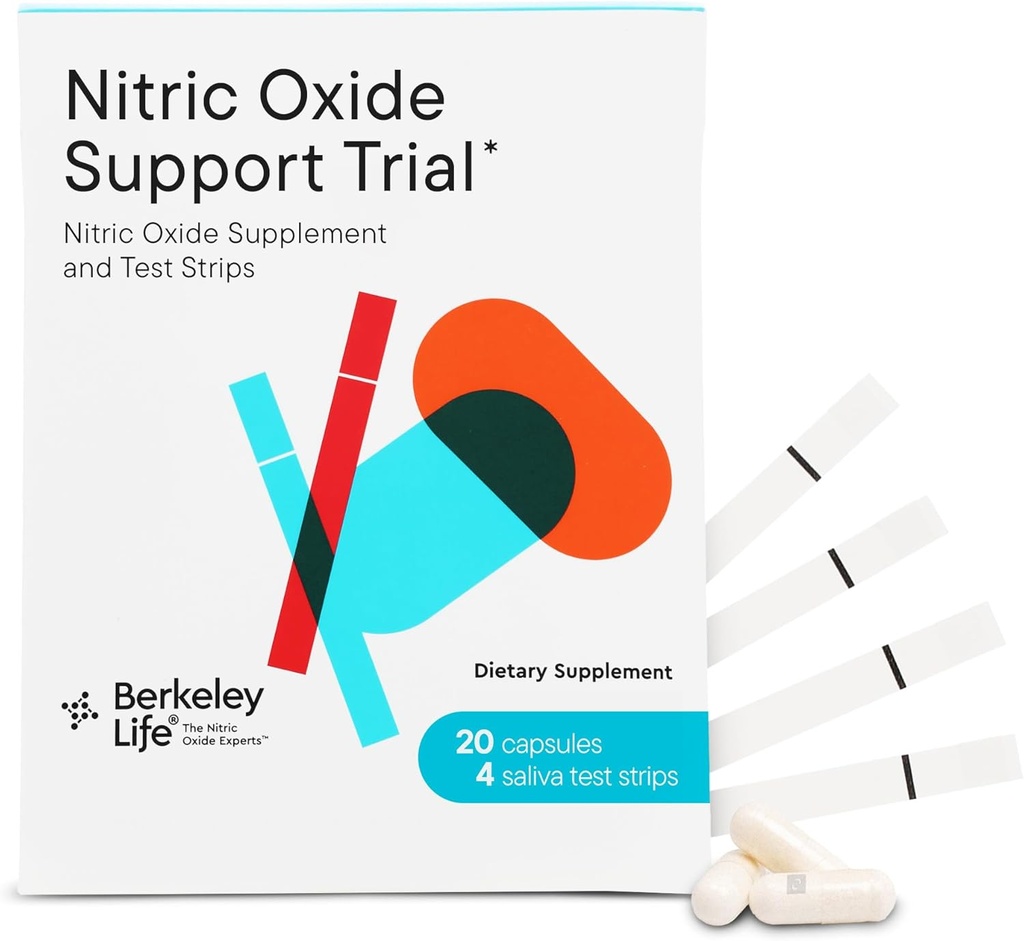 伯克利生活专业 - Nitric Oxide Boster & Test Straps - 20 Day Capsules and 4 Test Straps - 试装