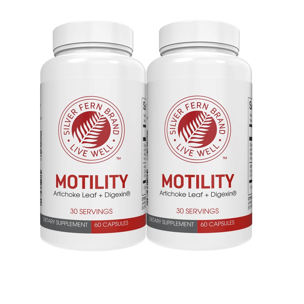 Silver Fern Brand Motility - 非拉萨式便秘和慢节奏助力 - 120 Capsules, 60天供应 - 包含 Artichoke Leaf, Tender Okra Pods, & Winter Cherry