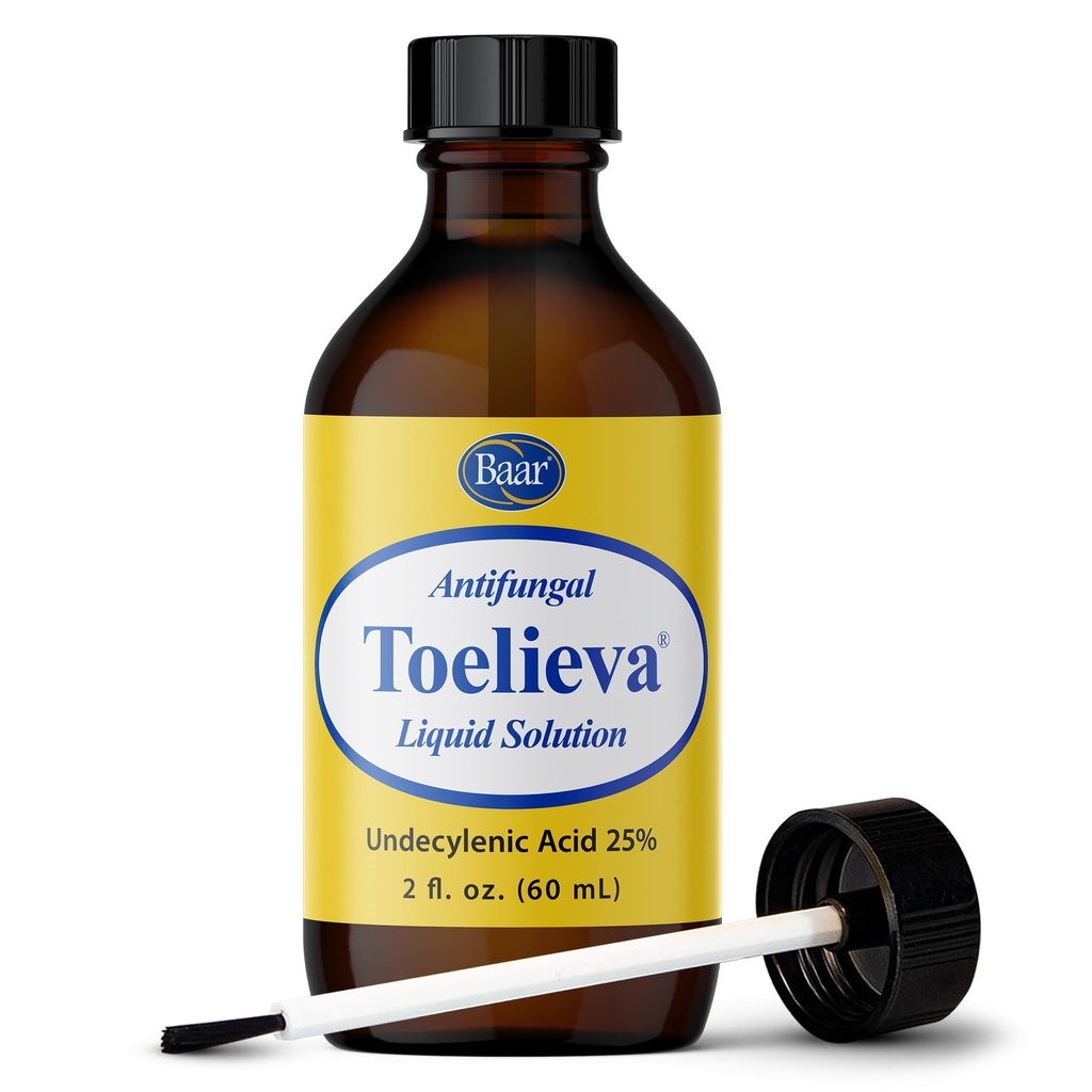 Baar 产品 - Toelieva 抗恶性液体溶液 - 25%的无底酸、有机橄榄油、葡萄果种子提取剂 - 最大强度 - 与趾甲下及周围的蘑菇作斗争 - 2 oz
