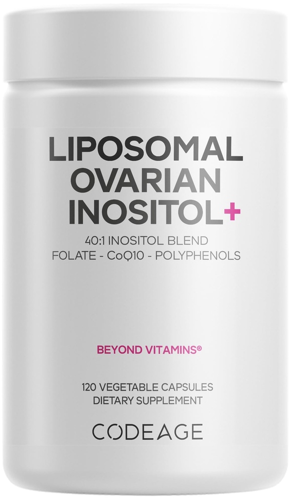密码: Liposomal Ovarian Inositol+ 补编- Myo-Inositol & D-Chiro-Inositol 40:1 混合剂、Folate 5-MTHF、CoQ10、石榴和野蓝莓、 Liposomal 交付、非GMO、无胶囊 - 120