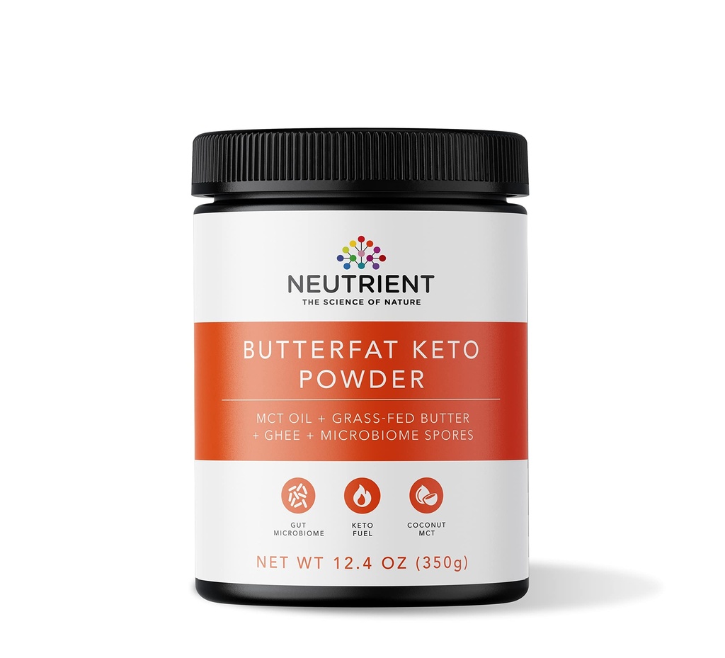 Neutrient Keto MCT Oil Powder 与椰子源 MCT Oil & Ghee 与 Grass Fed Butter 相伴 美味早间 Keto Coffee Creamer 支持 Ketosis 燃料 机体和大脑