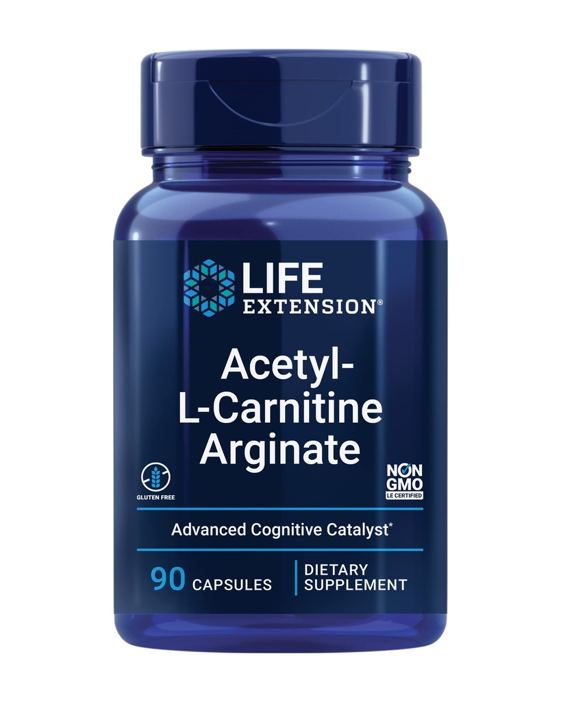寿命延长 乙酰-L-Carnitine 激素、高级脑和神经健康、细胞能量支持、无胶体、非GMO、90卡普尔