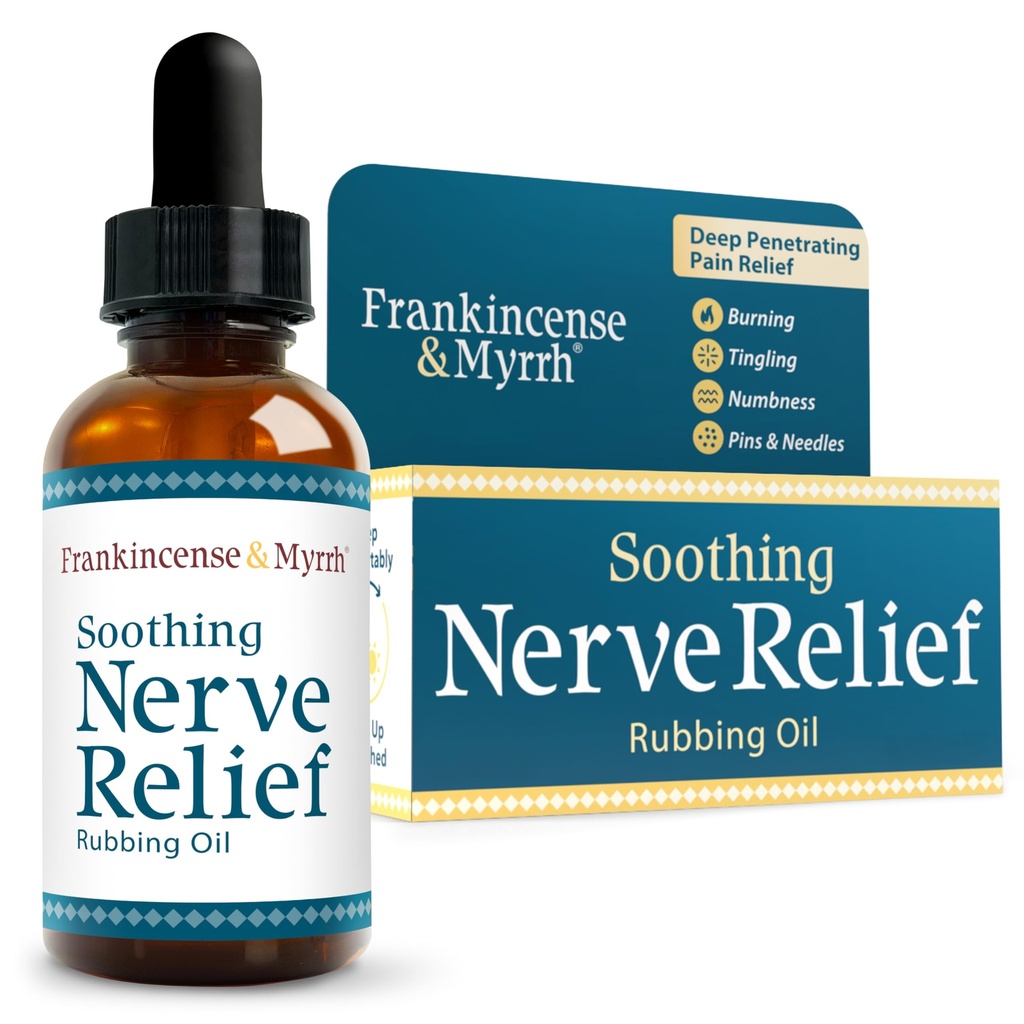 Frankincense & Myrrh Soothing Nerve Relief Rubbing Oil, 手脚神经病痛救济——与Menthol和Frankincense基本油, 2 Fl. Oz. 脚部最大力量