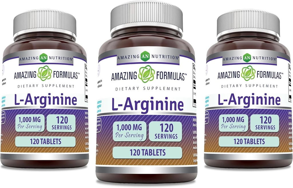 神奇的L-Arginine配方 – 1000 Mg Pervice – 平板电脑 – 女性和男性氨酸配方 – 非GMO – Gluten Free – – 在美国制造(120 Counter → 3 Pack)