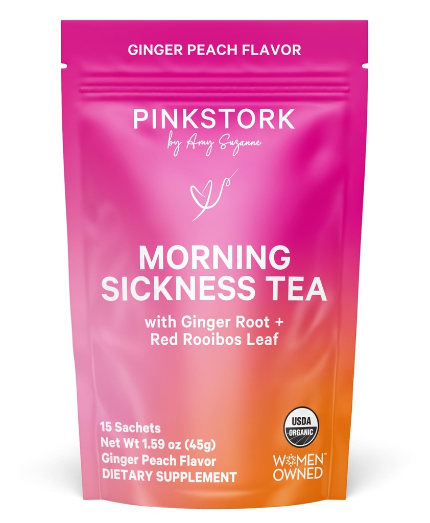 Pink Stork 有机早孕茶 -- -- 热茶或冰茶 -- -- 产前心脏灼伤、消化不良和便秘支助 -- -- 第1次三月孕必须怀孕 -- -- 姜桃,15枚