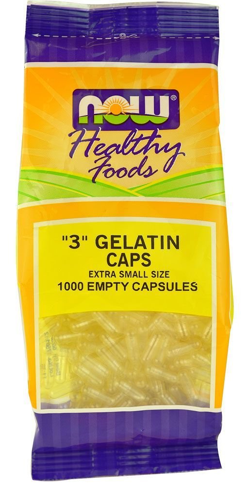 Now Foods - Gelatin 空盖 Capsules '3' 大小( 超小尺寸) - 1000 Gelcaps