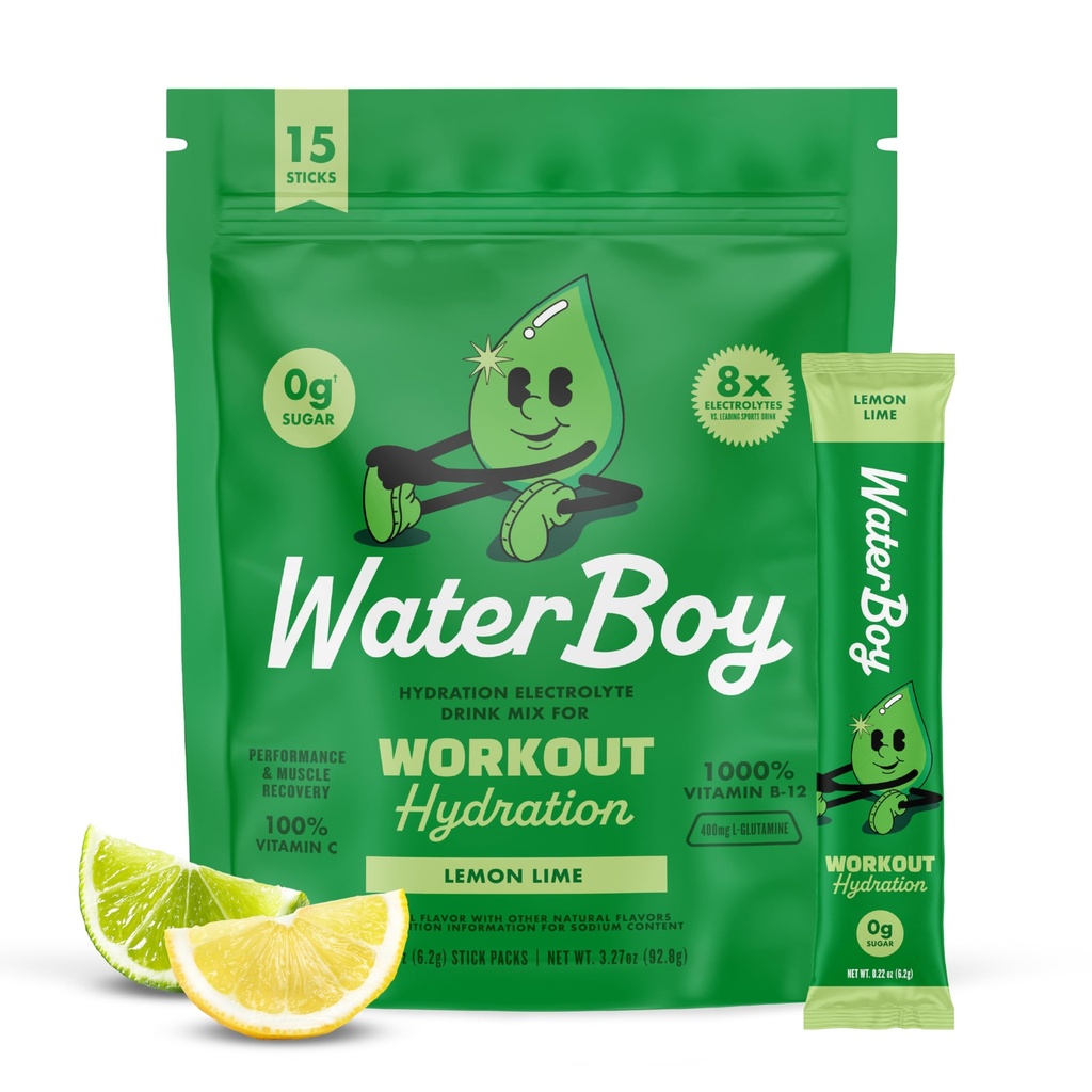 (原始内容存档于2018-09-29) (英语). Waterboy Workingout Hydrition QQ 2,960mg 无糖无电解质 Powter Packets L-Glutamine + Vitamins → No Sugar, All Natural, Gluten Free → 15 Drink Stick Mixes (Lemon Lime).