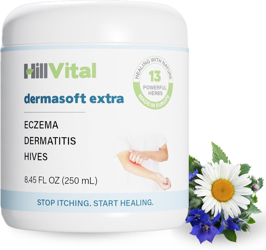 HillVital Eczema Cream for Kids - 成人水化润滑剂、草药婴儿Eczema Relief、Itch Relief Hives 治疗、抗痒淋病和Seborrheic 皮肤炎