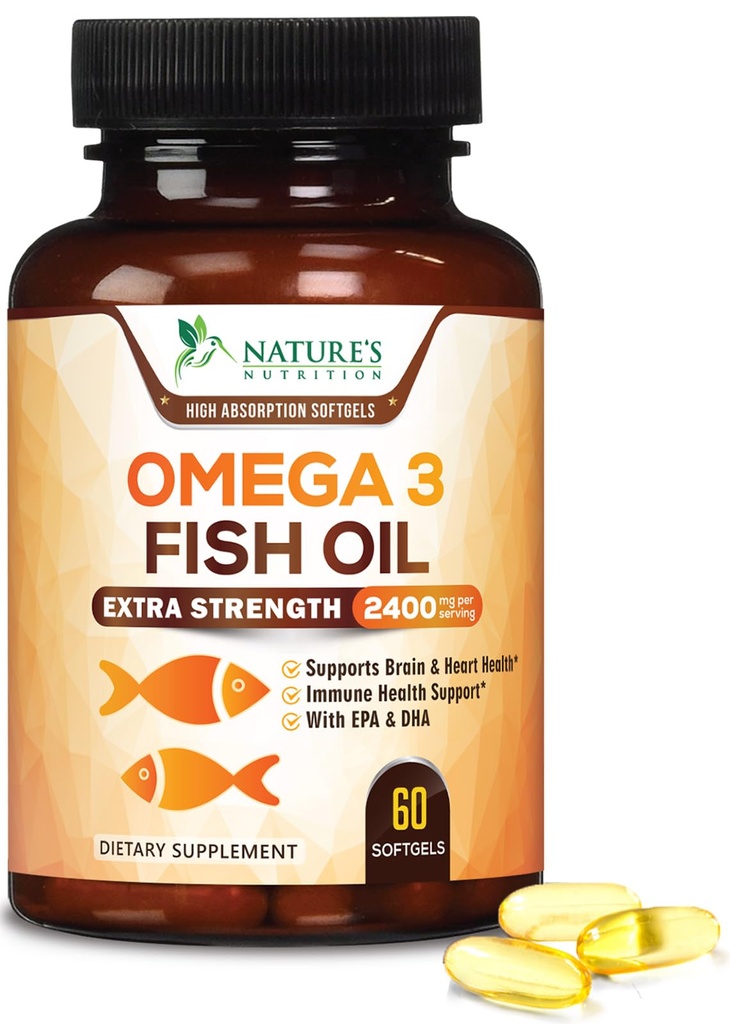 Omega 3 Fish Oil 2400 mg – 三强EPA & DHA Fatty Acids for Heart, Brain & 联合支持 – Wild-Caught, Burpless, Lemon Flavor Supplement – Natural, Non-GMO, Gluten-Free – 60 Softgel – (原始内容存档于2013-03-03).