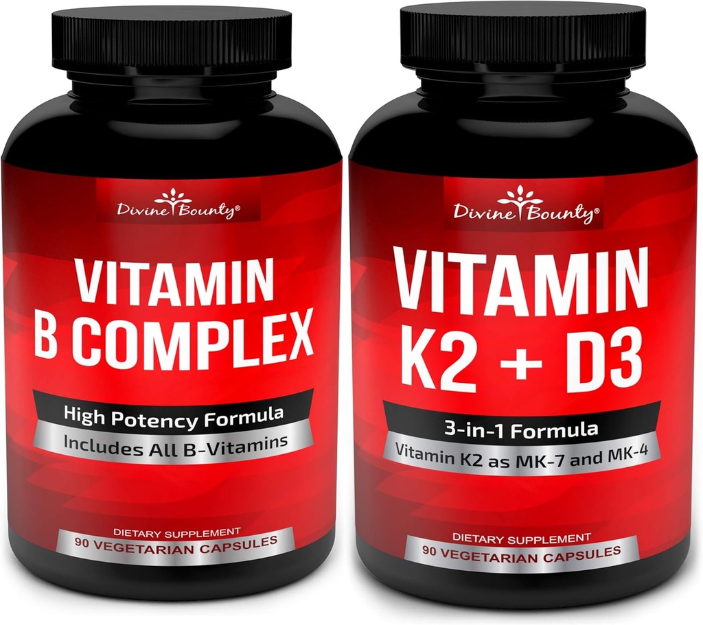 配有 D3 Bundle 的 Divine Bounty 超级 B 复合维生素 & Vitamin K2