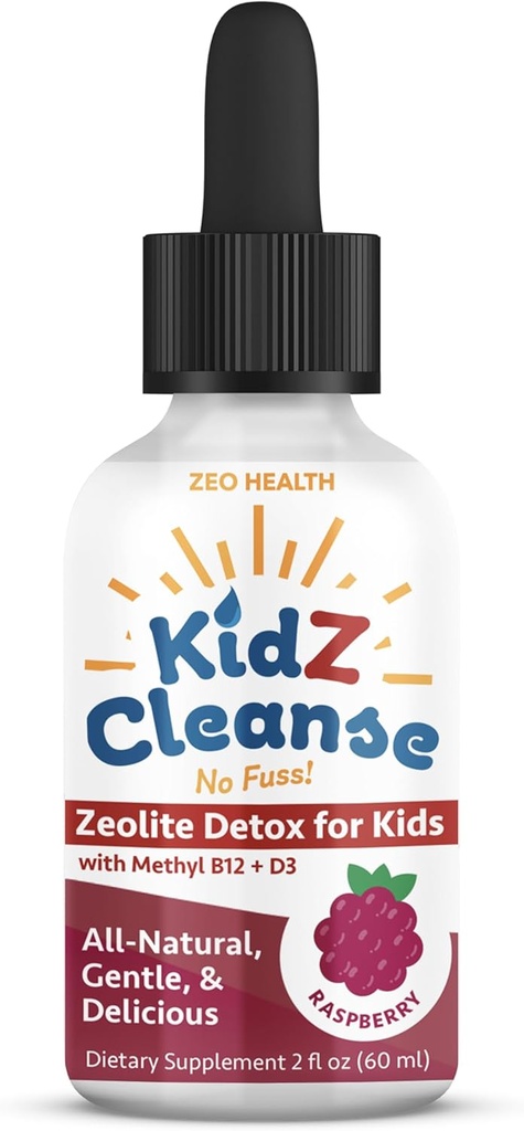 Kidz Cleanse + Zeolite Detox for Kids → Development, Behavior, Energy and Gut Health Support 补编 → Easy to Take,纯液体Zeolite Drops + Methy B12 + D3(Raspberry Flavor) - 2oz