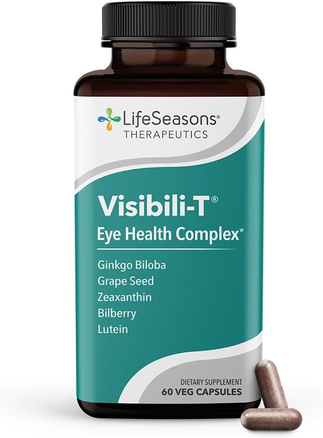 LifeSeasons Visibili-T 配有 Bone Densi-T - 眼科健康与视觉支持补编 - Lutein, Chromium, Carrot Root, Bilberry, Ginkgo Biloba, 葡萄种子提取, Lycopene, 维生素A & 120 Capsules