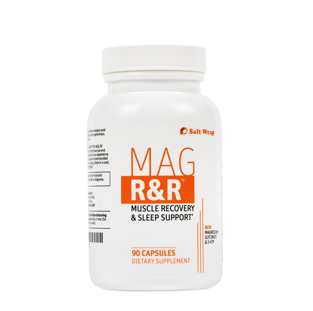 SaltWrap Mag R&R - 夜间肌肉挤压支持,为成年人提供天然睡眠支持,为肌肉软糖和腿部挤压救济提供镁甘油酸盐,90卡普勒斯