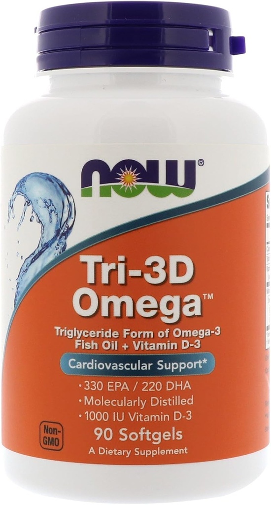 现在食品 现在食品,(3包) 三-3D Omega,330 EPA/220 DHA,90 Softgels