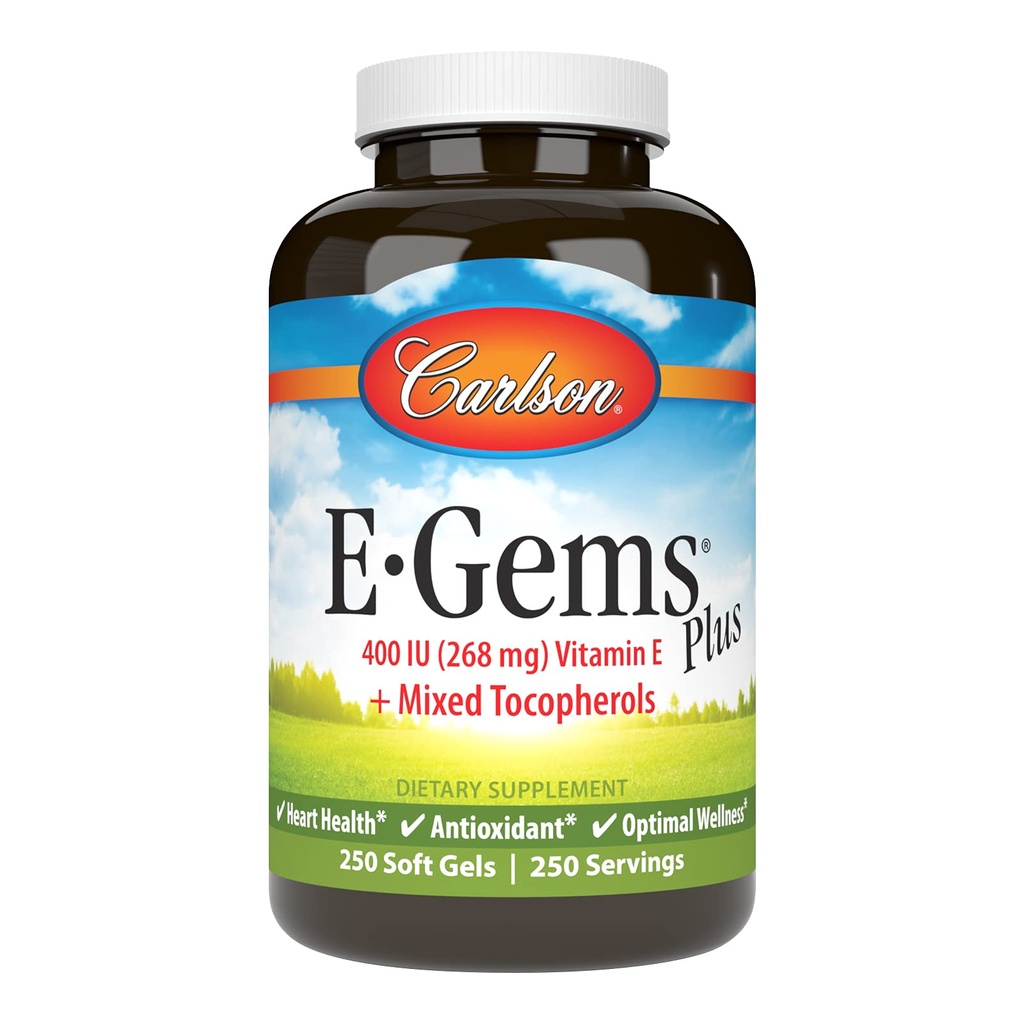 Carlson - E-Gems Plus,天然维生素E 400 IU,支持健康心脏,250软胶